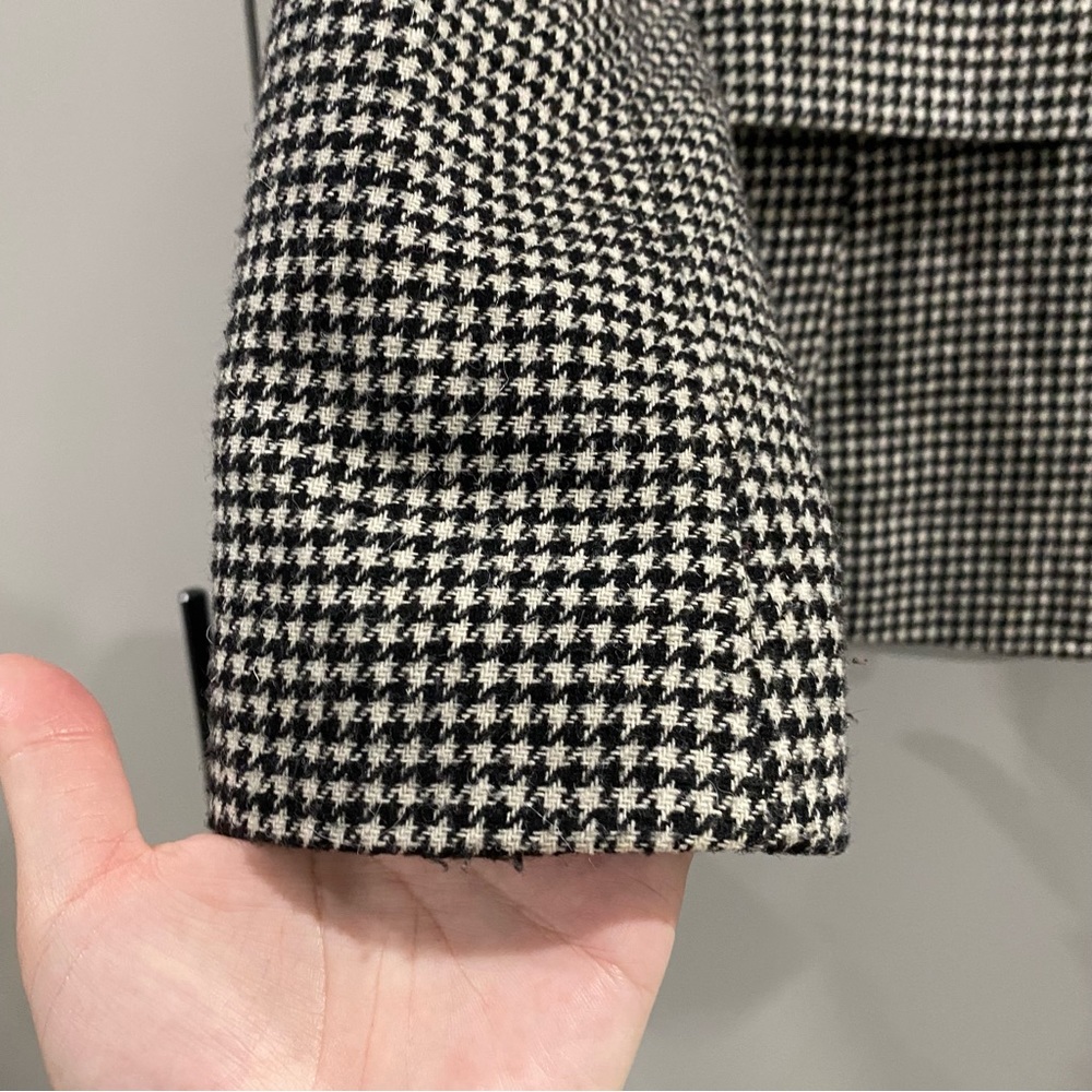 Vintage Chadwicks of Boston Wool Blend Houndstooth Blazer Black White 6 Petite - Picture 3 of 9